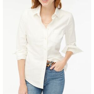 J. Crew Button-Up Oxford Shirt in Signature Fit White Size L